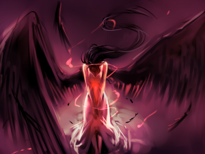 Anime girl angel with wings