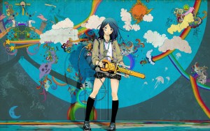 Anime girl playing guitar