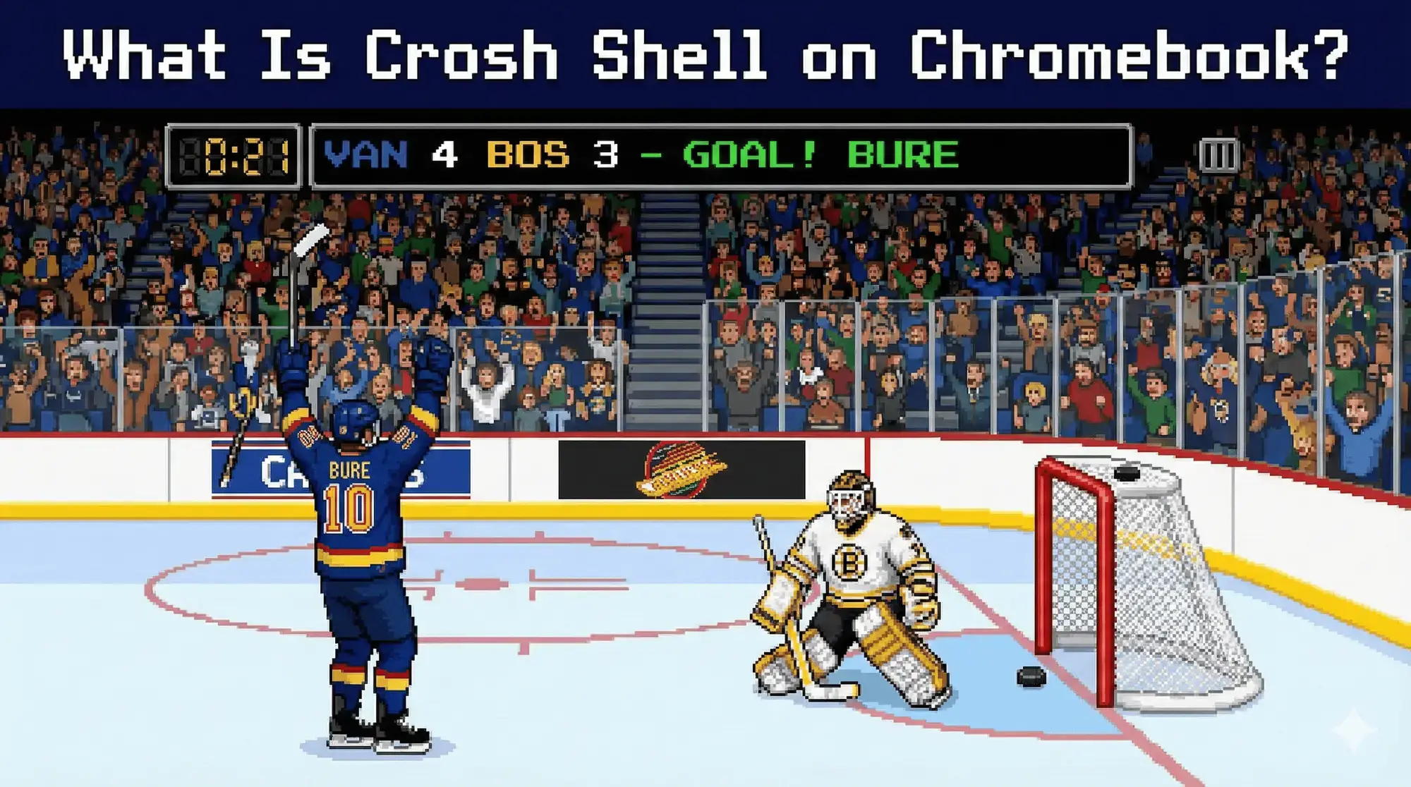 Bure scoring against bruins goal on chrosh shell chromebook