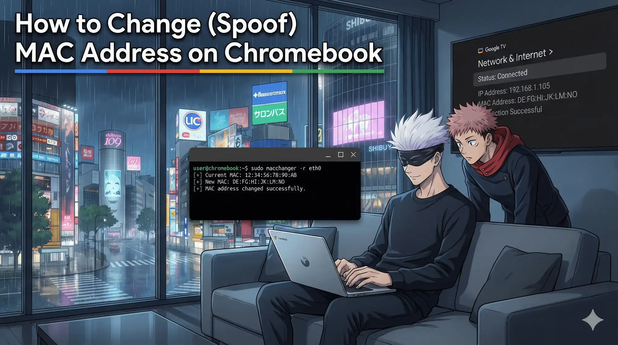 Gojo using chromebook to change mac address