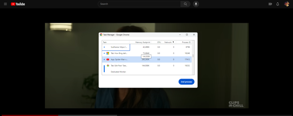 Chrome Task Manager on Windows 11