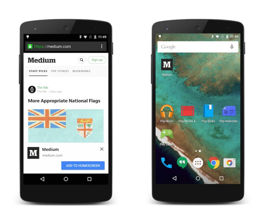 Add websites to your home screen