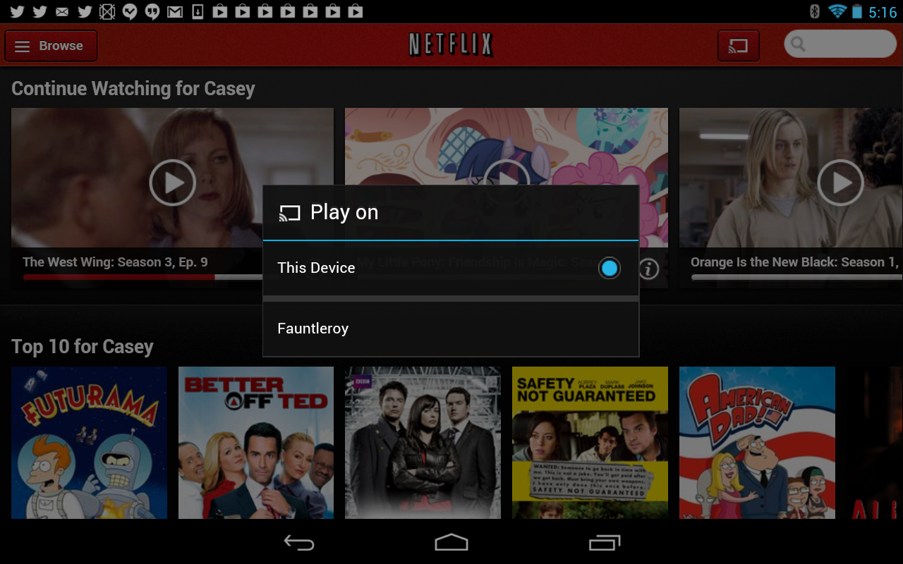 Netflix app on chromecast