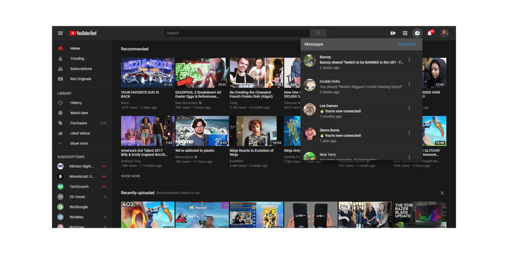 Youtube messages web 1