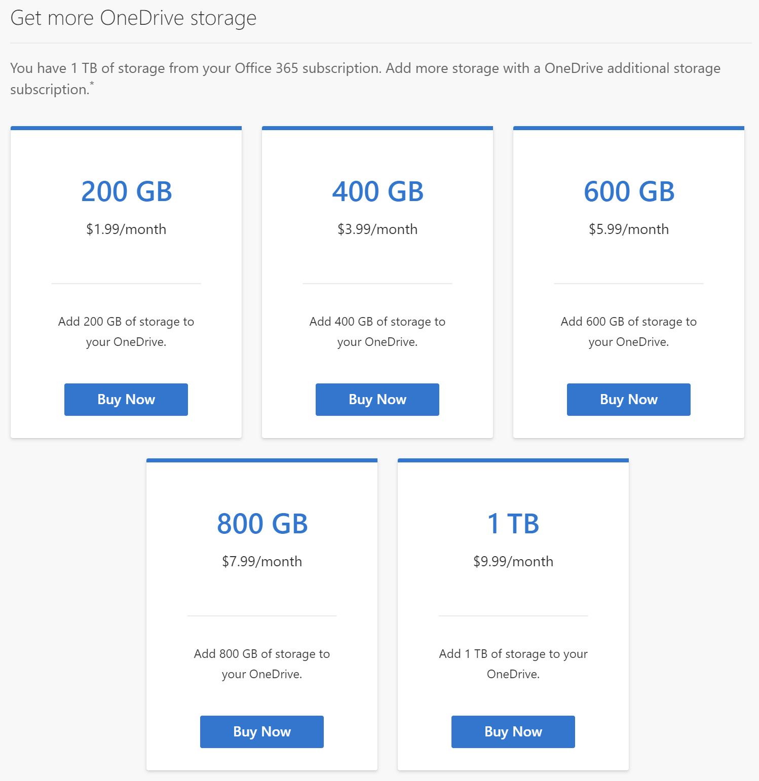 buying onedrive storage