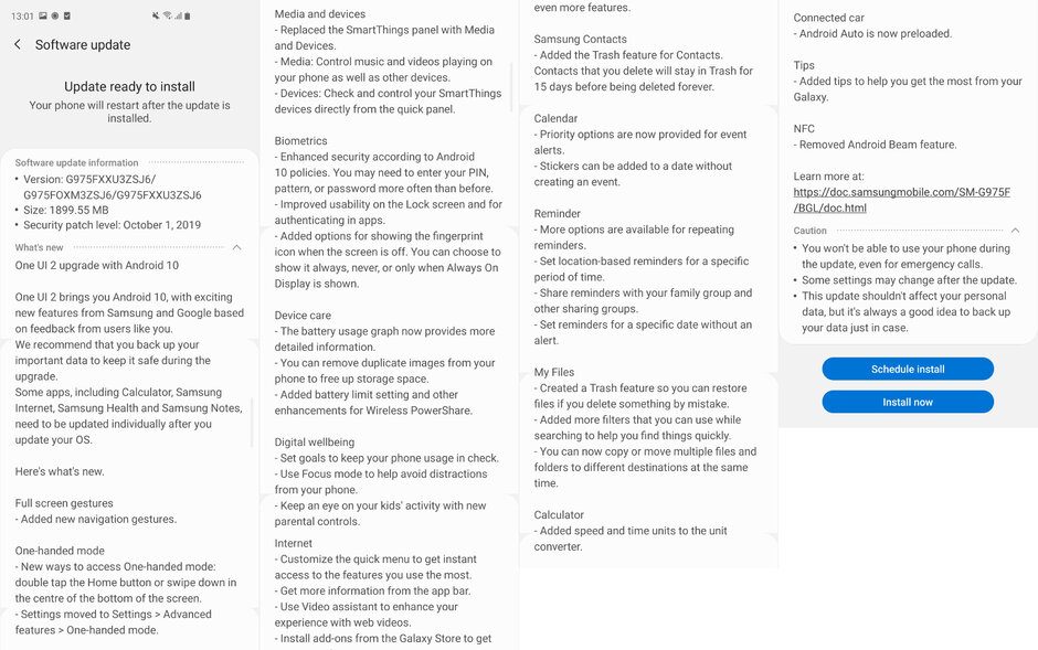 Galaxy s10 samsung android 10 beta leak changelog 1