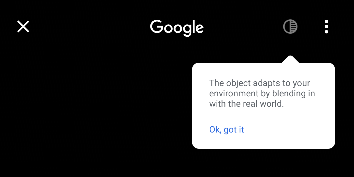 Google search ar object blending