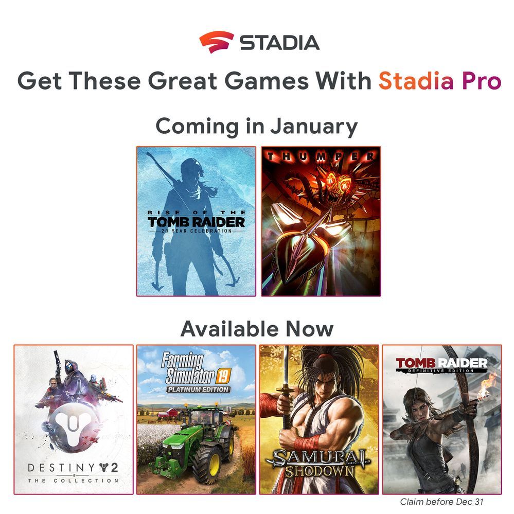 Stadia pro january 2020 games