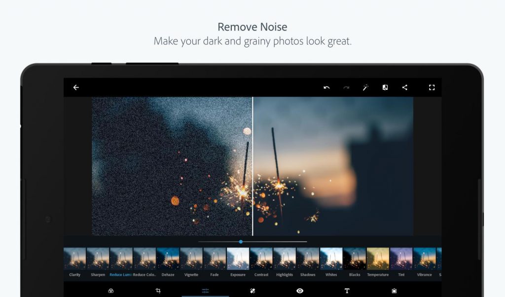 Removing noise on photoshop express