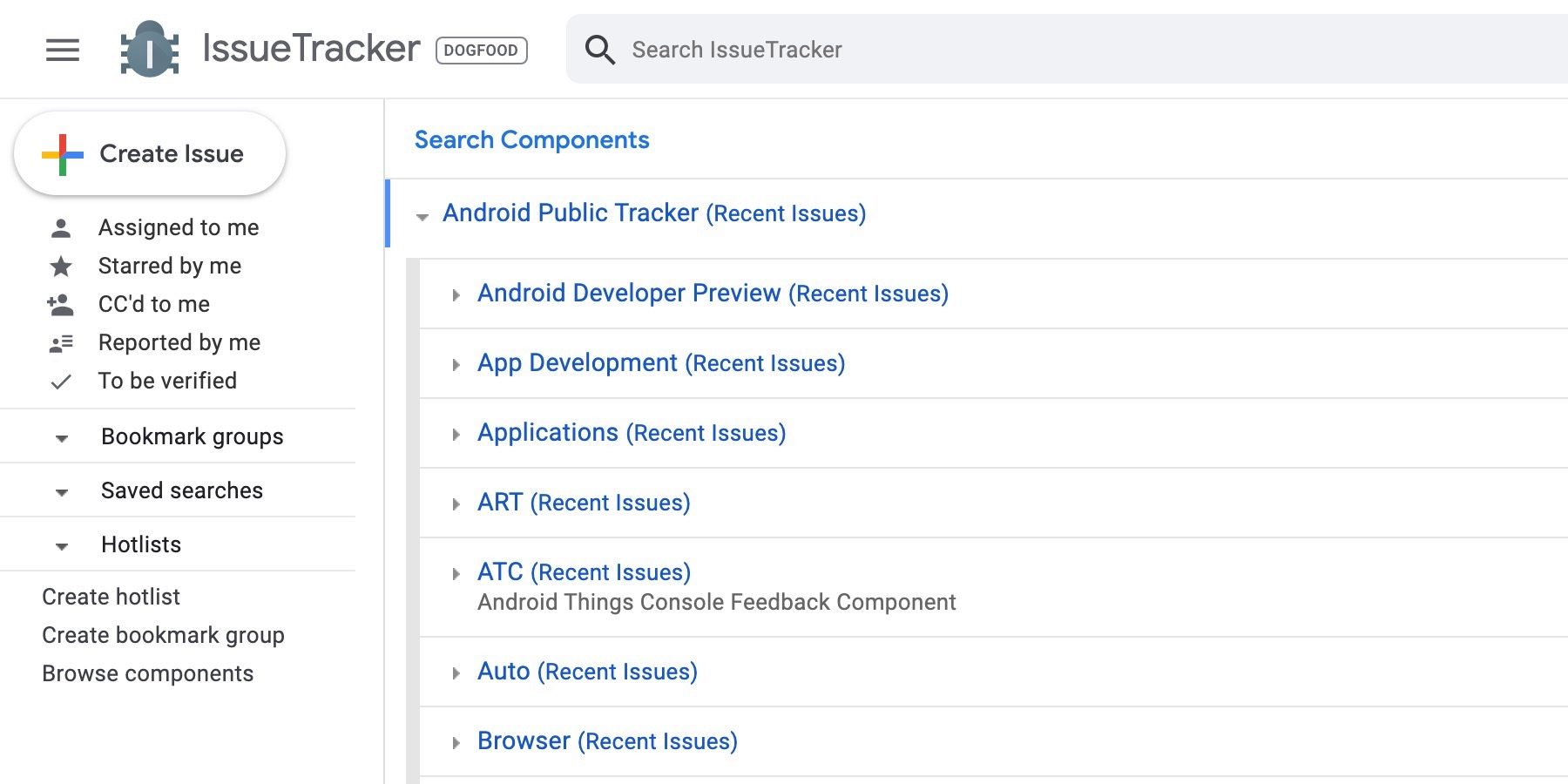 Google issue tracker material theme