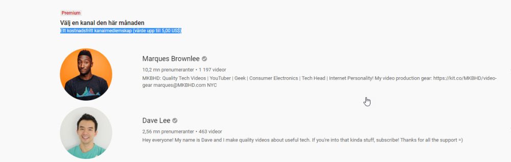 Youtube premium free channel membership
