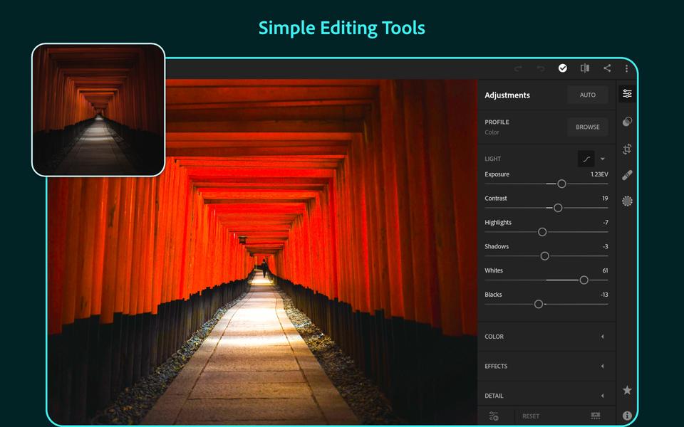 Simple editing tools on Lightroom