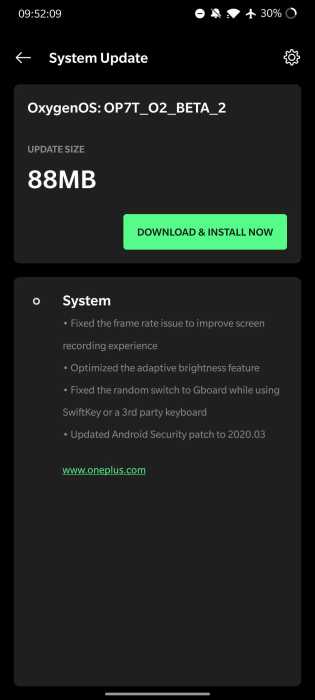 Oxygenos open beta 2 for oneplus 7t