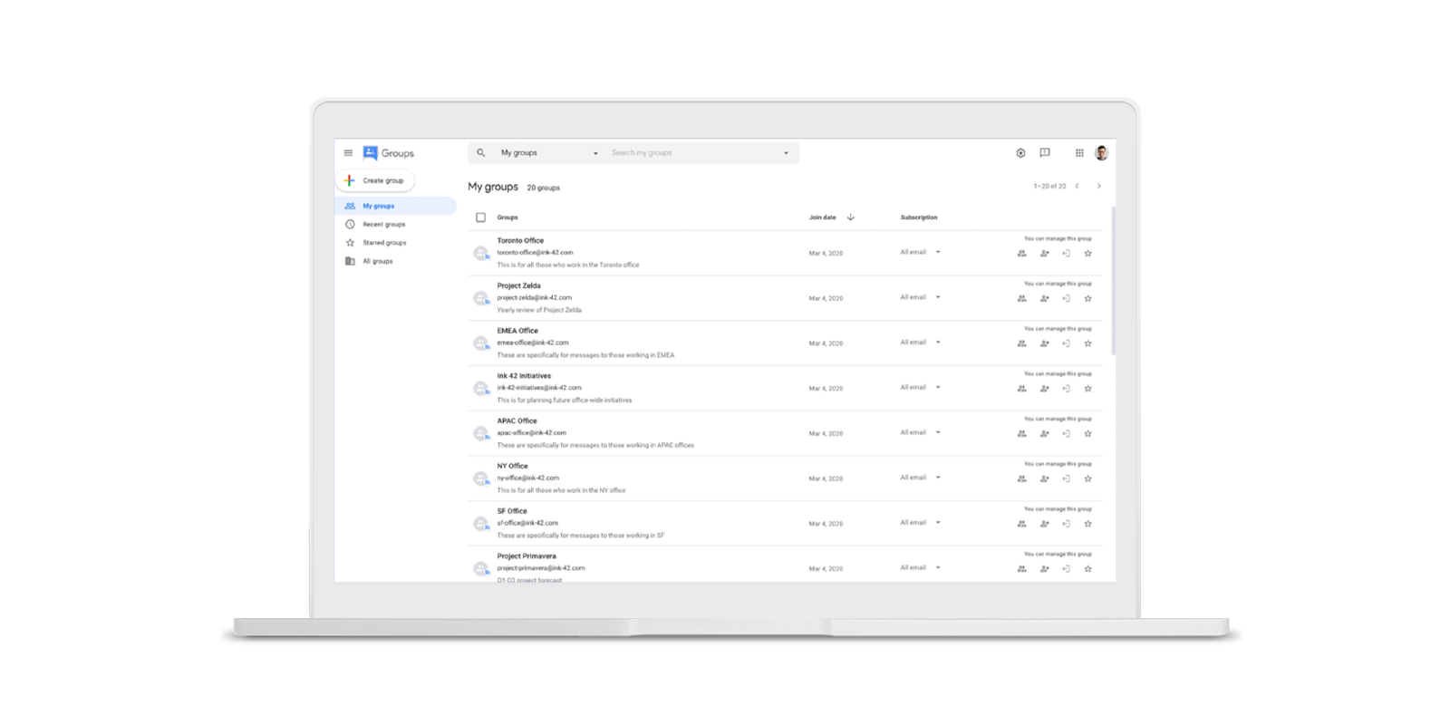 Google groups material theme redesign