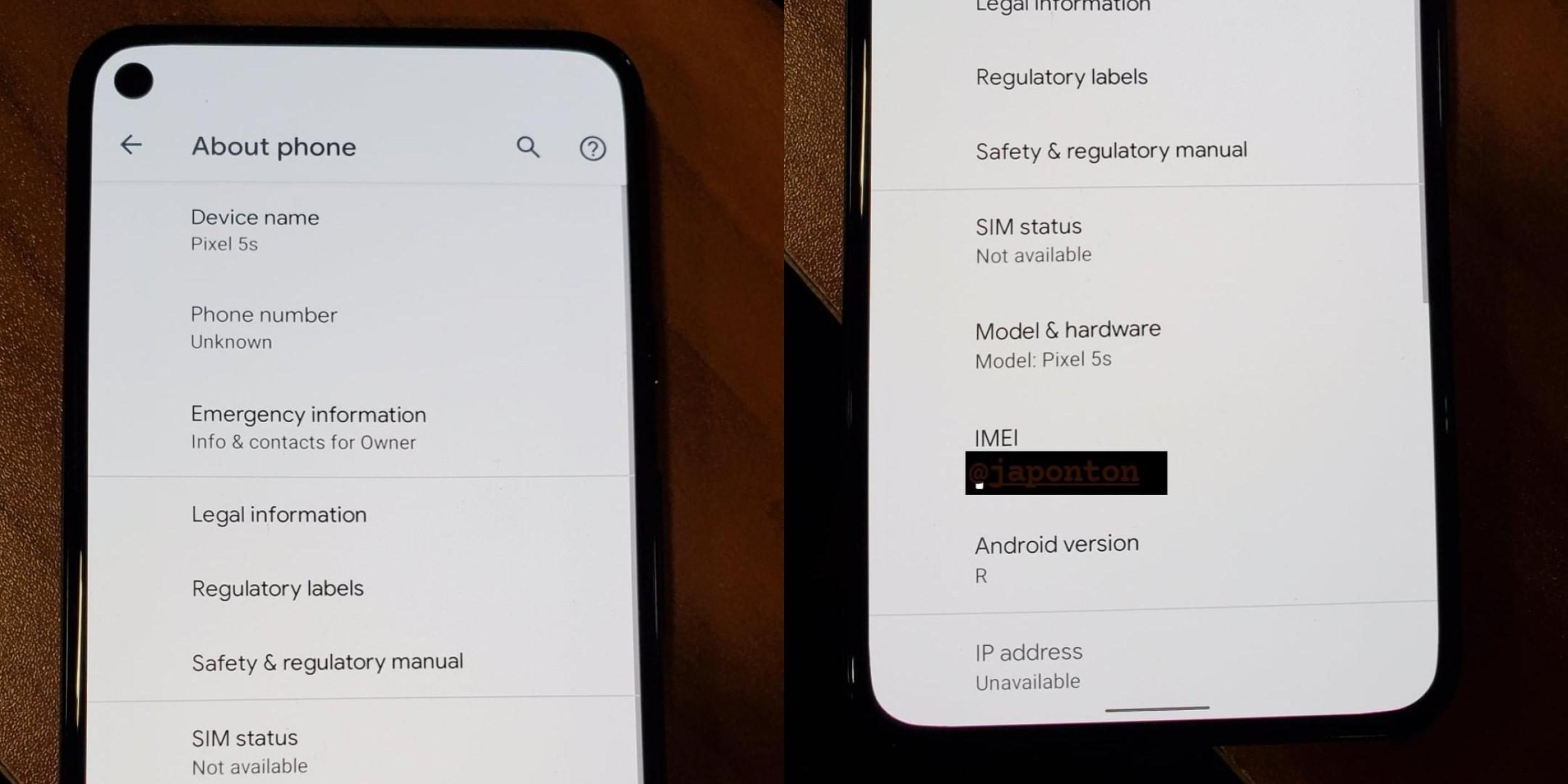 Google pixel 5s leak