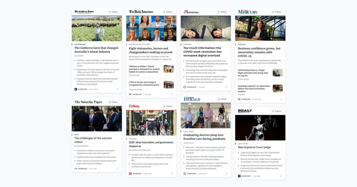 Google news showcase australia