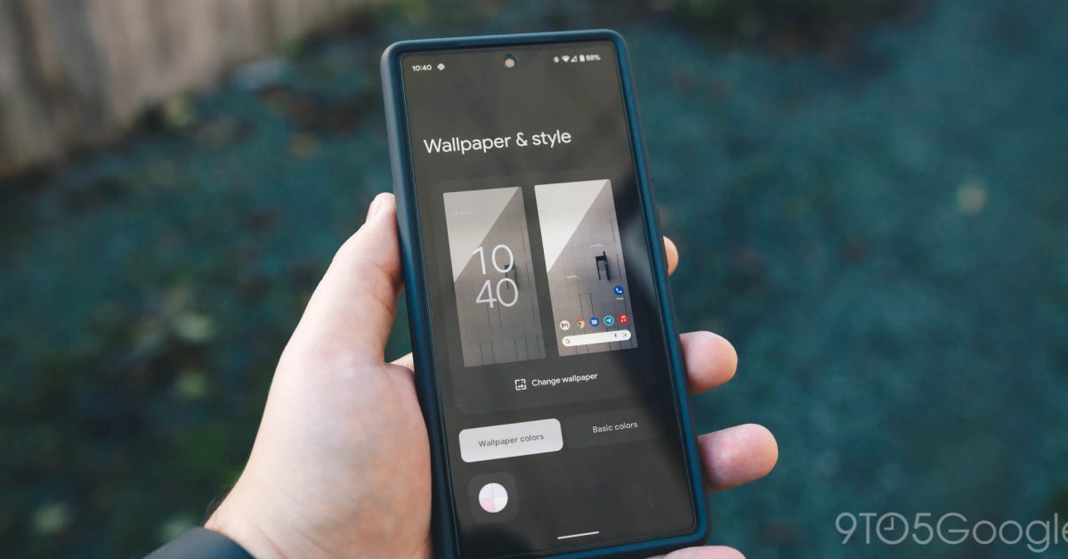 Wallpapers and style open on pixel 6