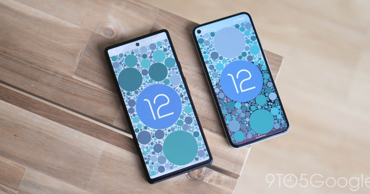 Android 12 logo on pixel 6 and pixel 5