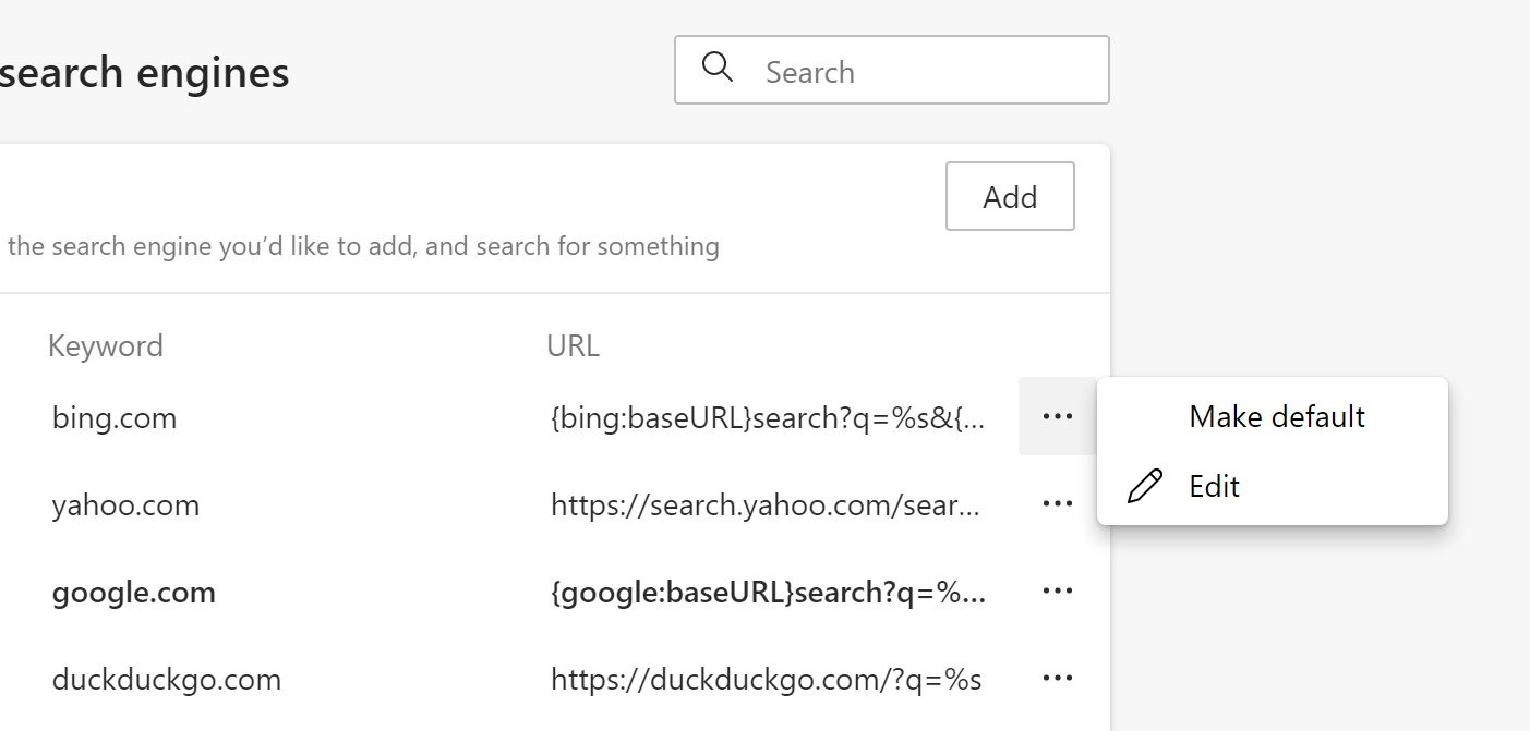 Chromium browsers lose option to remove default search engines 534697 2