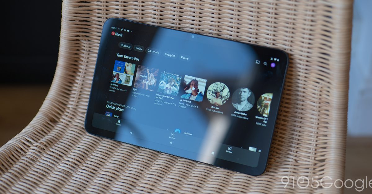 Yt music on tablet form factor