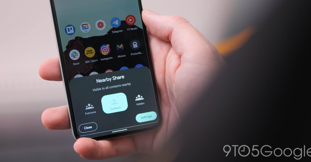 Nearby share pop up in android 12 beta 5
