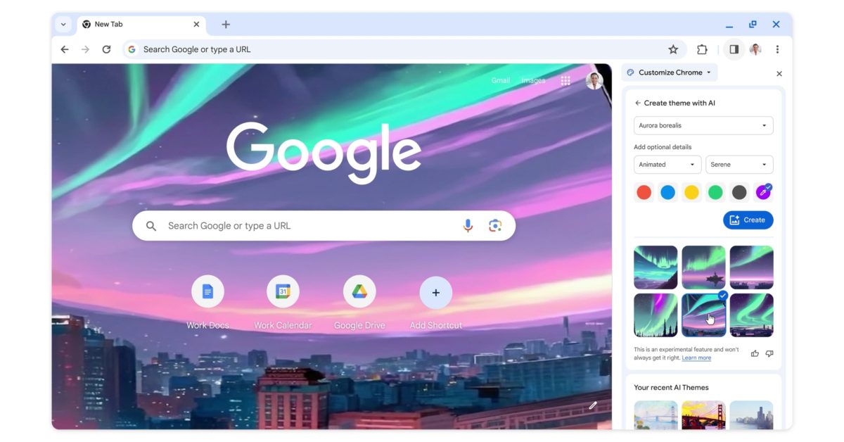 Google chrome ai themes
