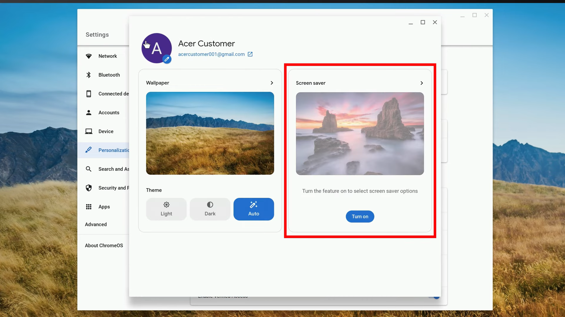 Chromebooks changing wallpaper and screensaver settings 1 29 screenshot