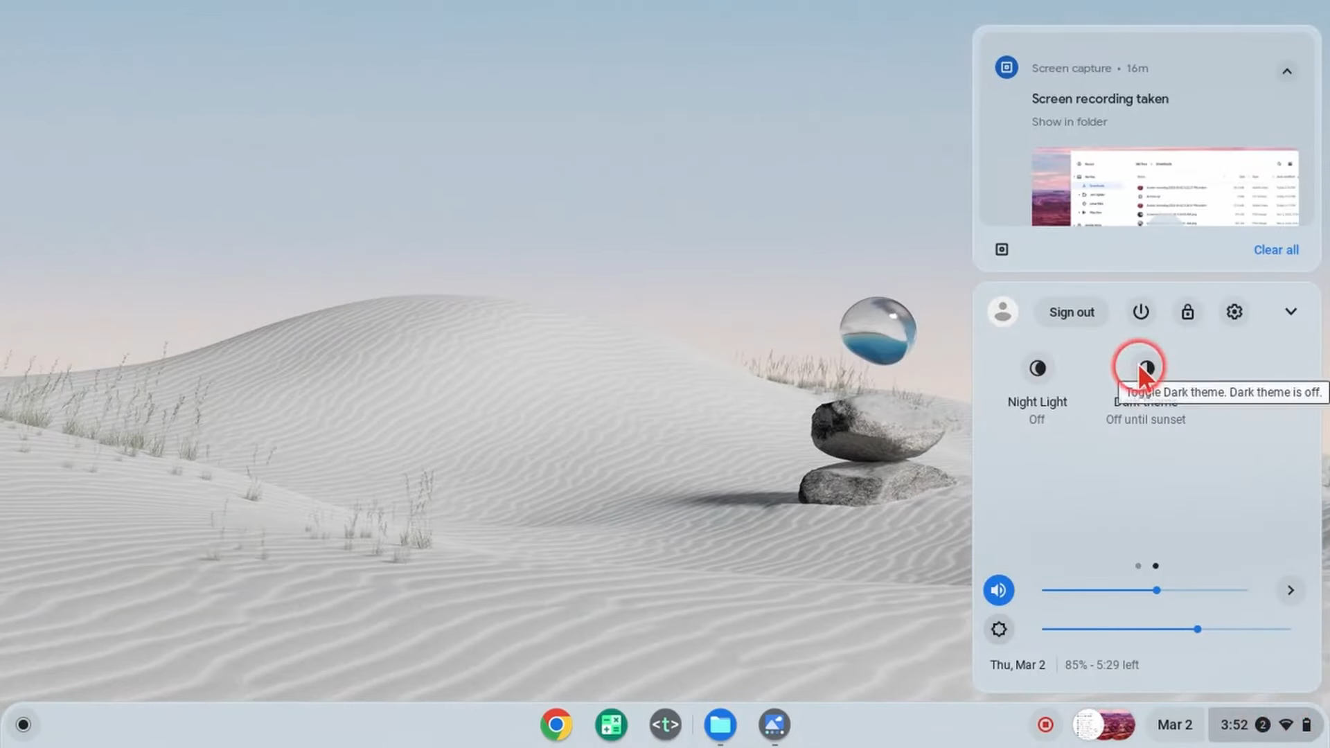Light dark mode setting