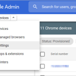 Device settings menu