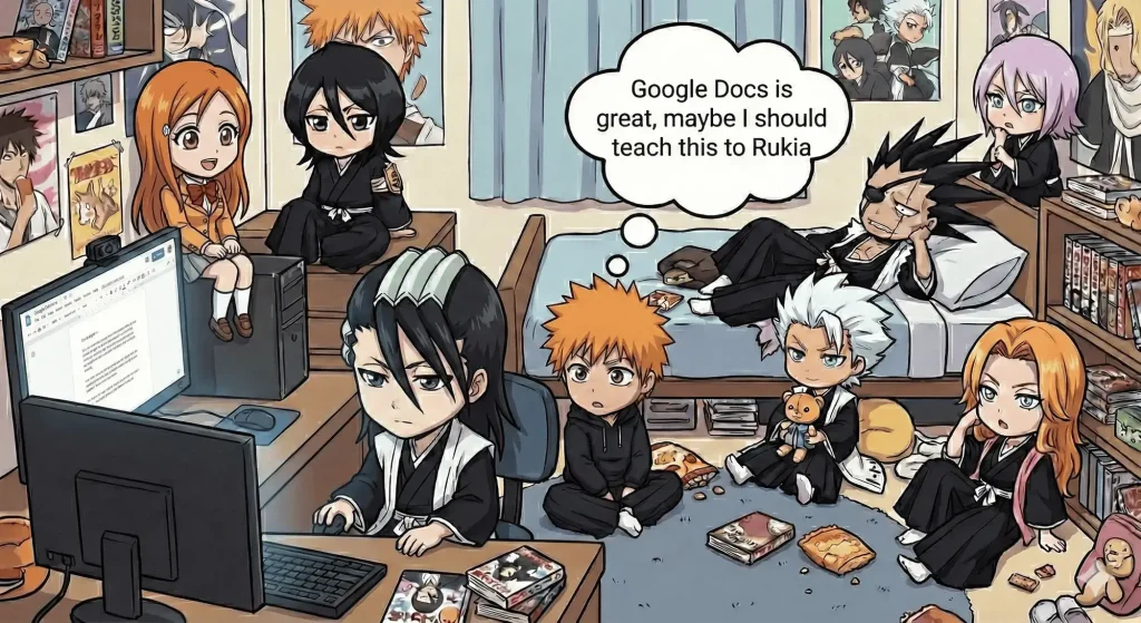Byakuya using google docs Byakuya using google docs