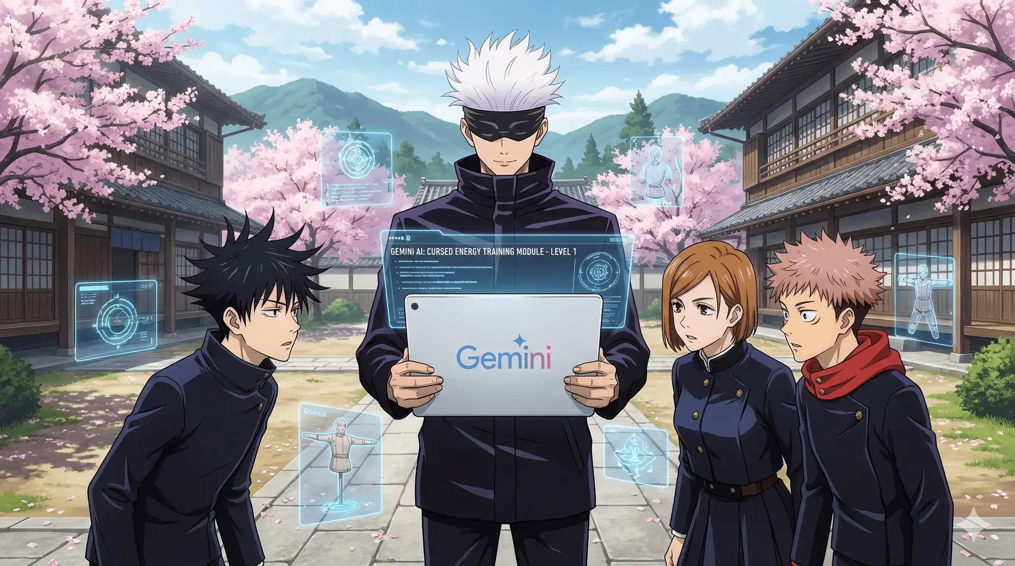 Gojo with students using gemini ai