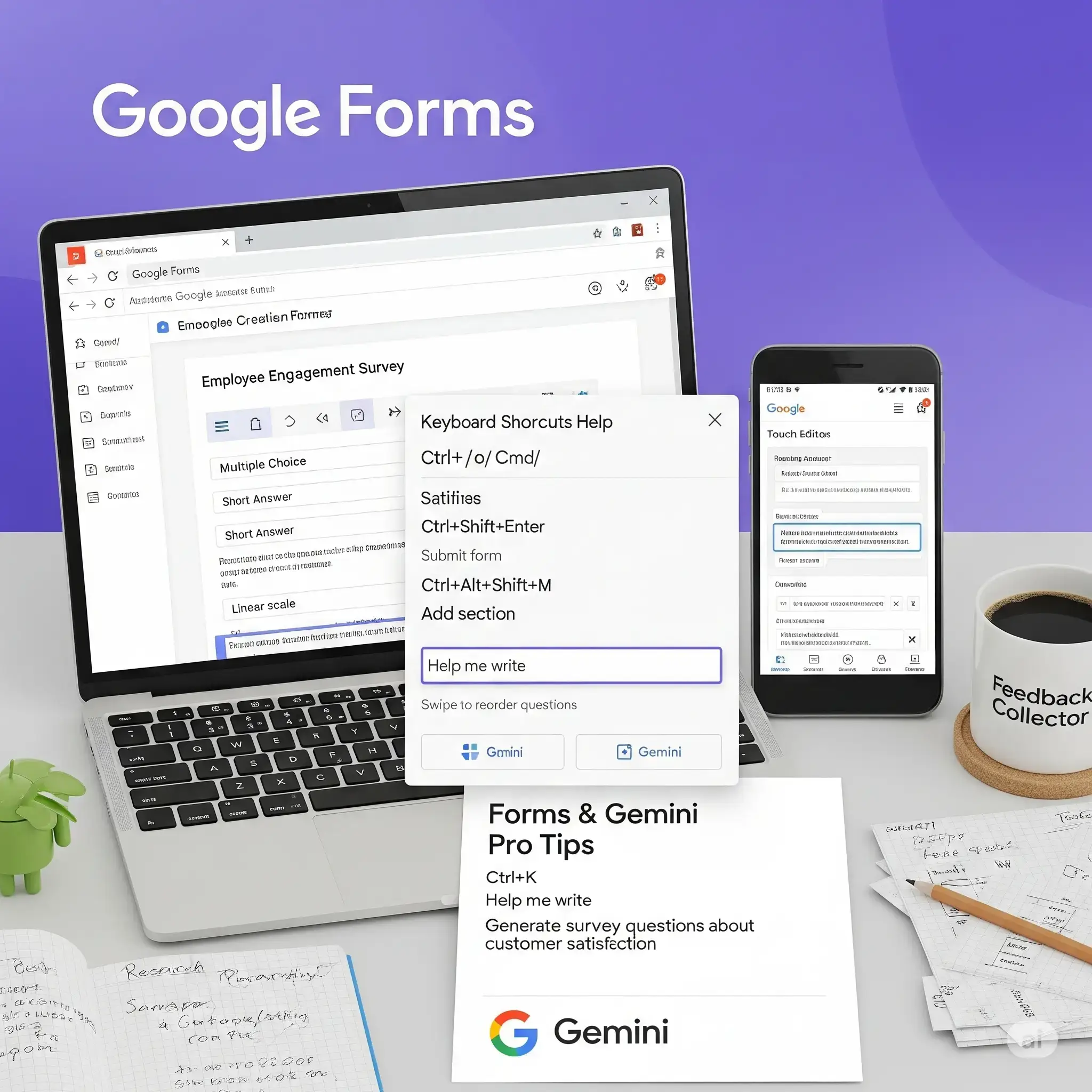 Google forms shortcuts cheat sheet