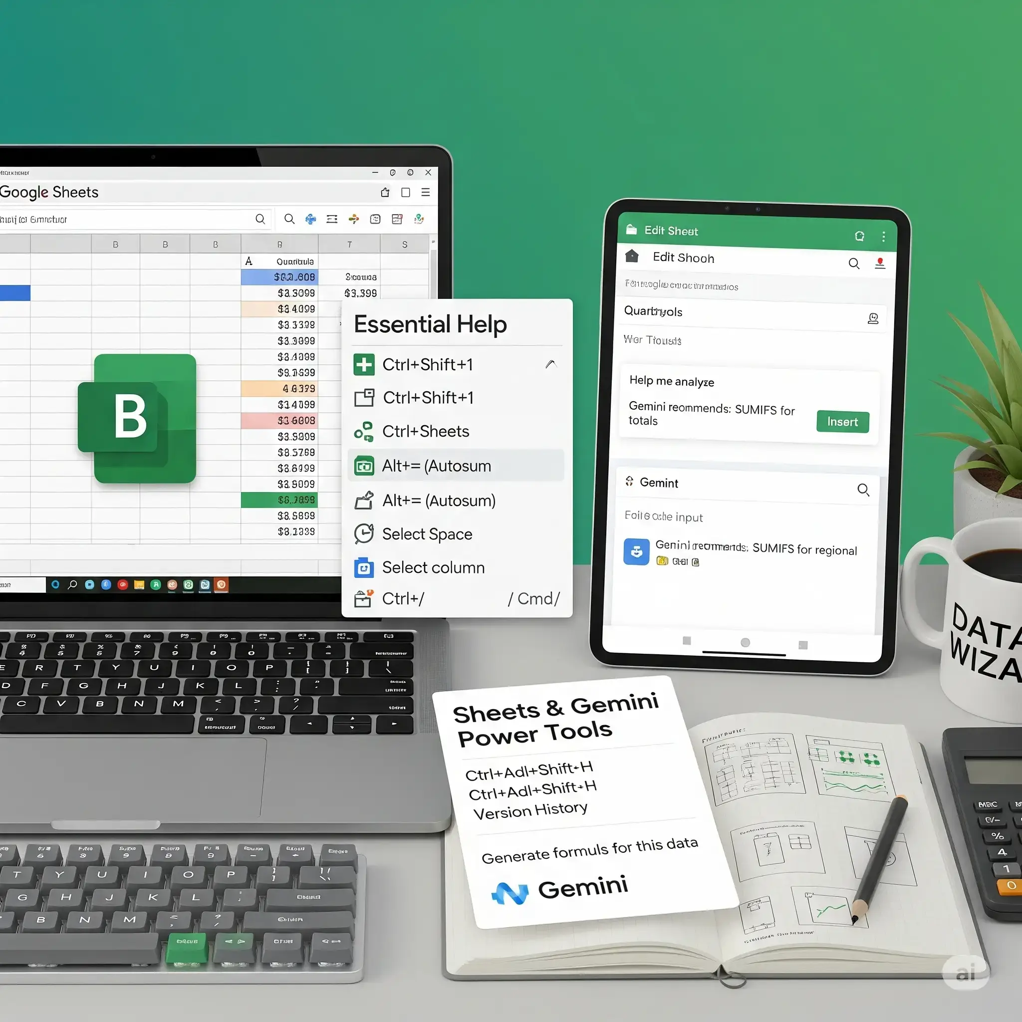 Google sheets shortcuts cheat sheet
