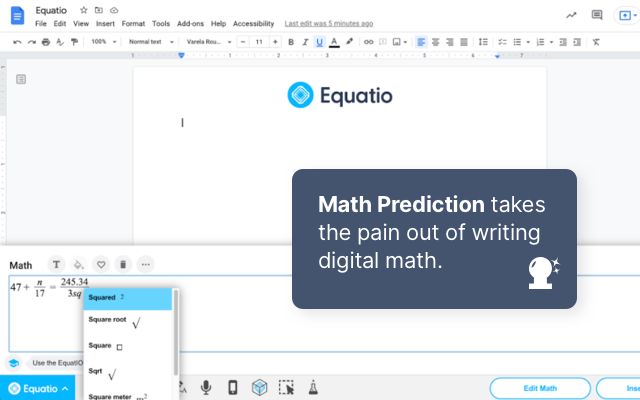 Equatio extension screenshot