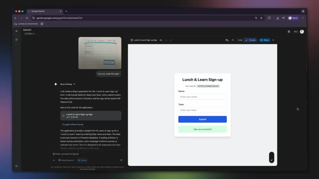 Gemin canvas working app 05