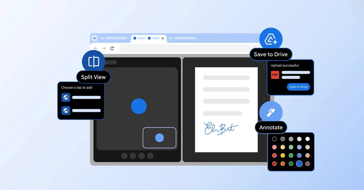 Chrome split view pdf cover.jpg - Google Chrome adds Split View and PDF annotation with Drive upload