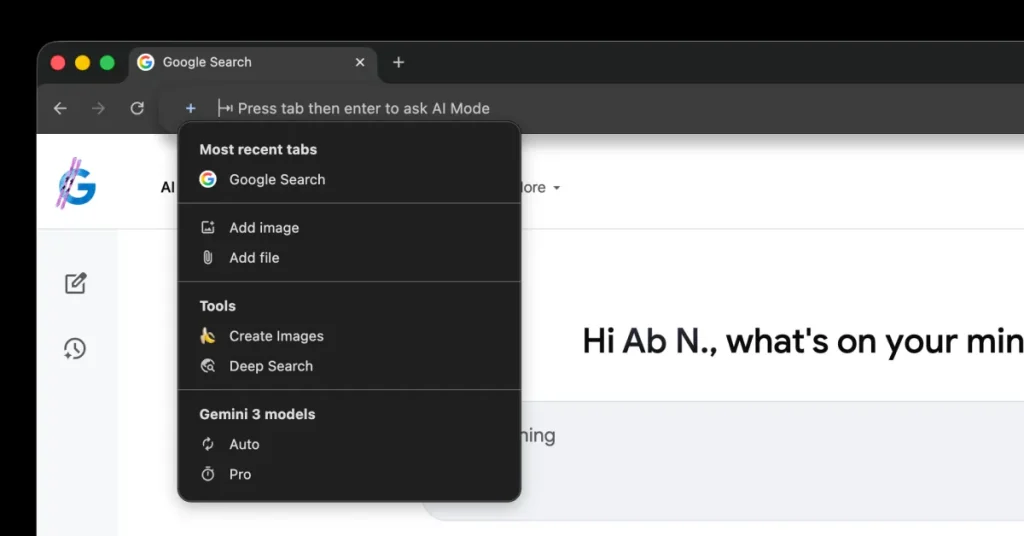 Chrome address bar ai mode.jpg - Google brings full AI Mode prompt box to Chrome address bar