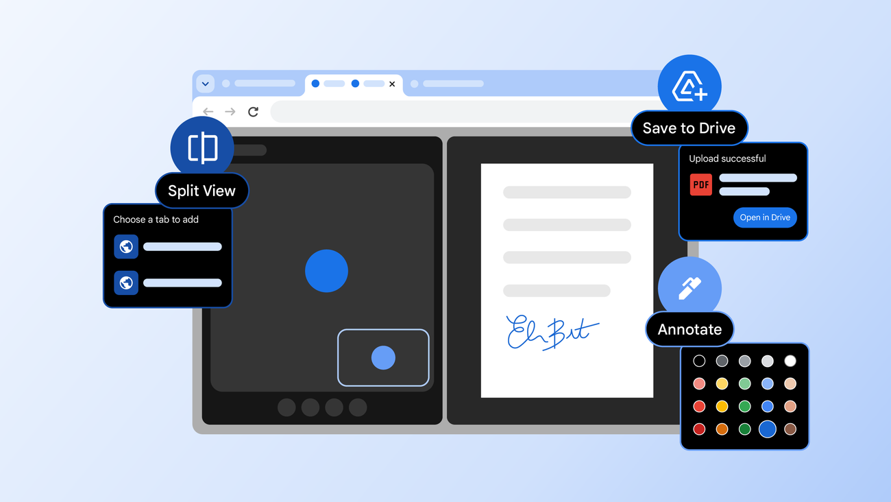 Chrome productivity blog header v3.width 1300.png - Rewrite this title to make it engaging and appealing for tech enthusiasts, Google lovers, Chromebook owners or Chrome users. Keep it concise and interesting. Provide only the final title without offering explanations or alternatives.New features in Chrome for work, life and everything in between