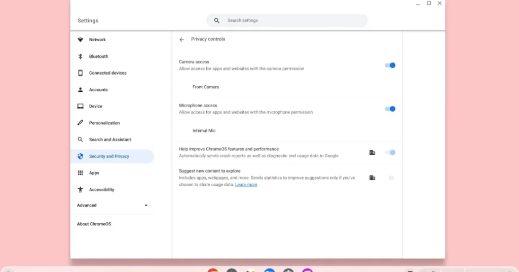 Chromebooks microphone camera controls.jpg - Chromebooks adding microphone and camera privacy toggles