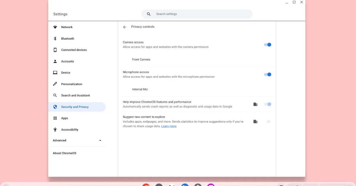 Chromebooks microphone camera controls.jpg - Chromebooks adding microphone and camera privacy toggles