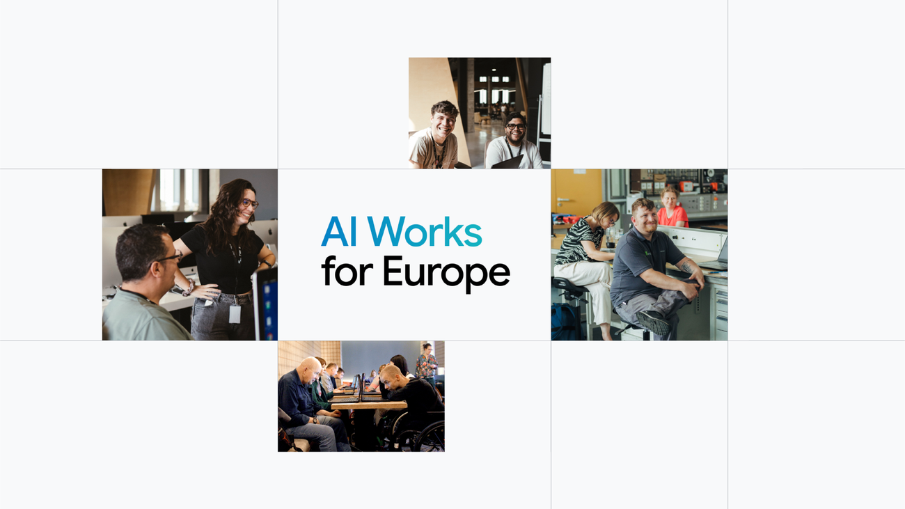 Europeaiworks social.width 1300.png - Rewrite this title to make it engaging and appealing for tech enthusiasts, Google lovers, Chromebook owners or Chrome users. Keep it concise and interesting. Provide only the final title without offering explanations or alternatives.Introducing AI Works for Europe
