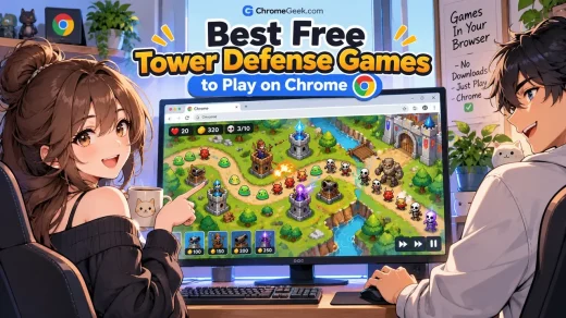 Best Free Tower Defense Games to Play in Chrome - Editorial banner showing strategic towers and defensive fortifications in a web browser