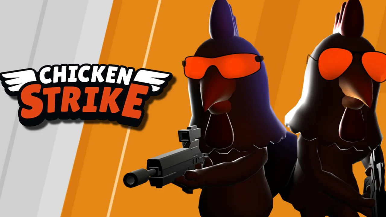 Chicken Strike colorful third-person action shooter with armed chicken hero