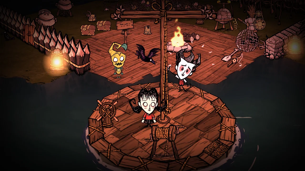 Don't Starve Together wilderness survival gameplay on Chromebook