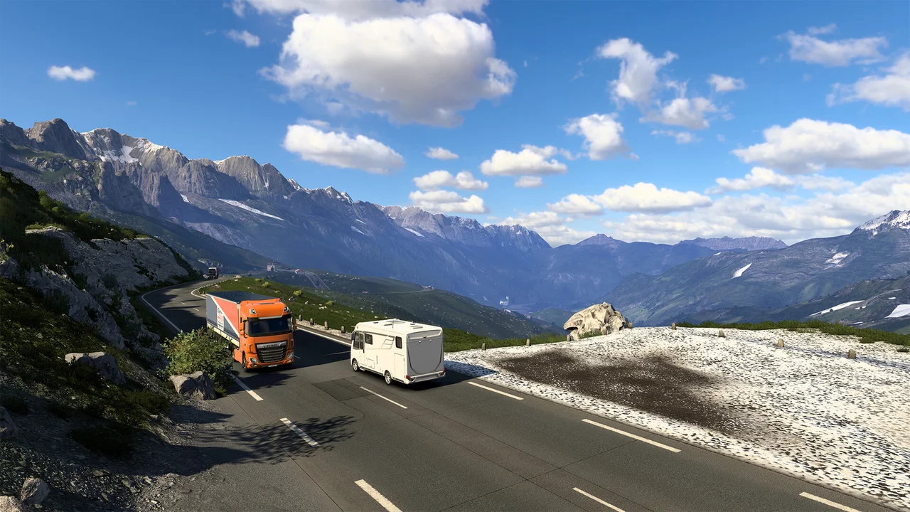 Euro Truck Simulator 2 highway hauling gameplay on Chromebook