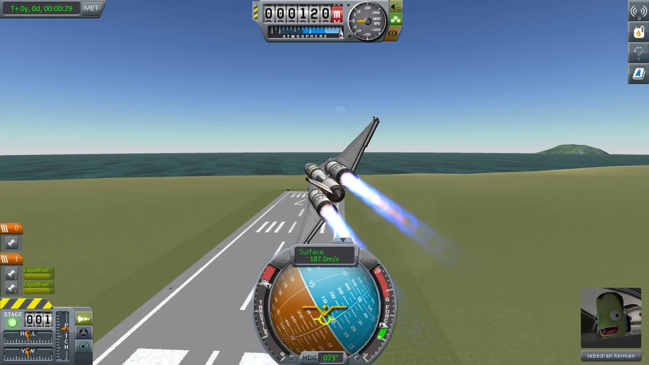 Kerbal Space Program orbital rocket launch gameplay on Chromebook