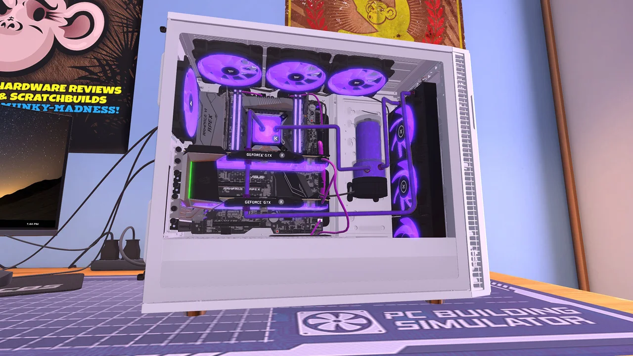 PC Building Simulator custom rig assembly gameplay on Chromebook