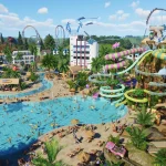 Planet Coaster 2 theme park ride construction gameplay on Chromebook