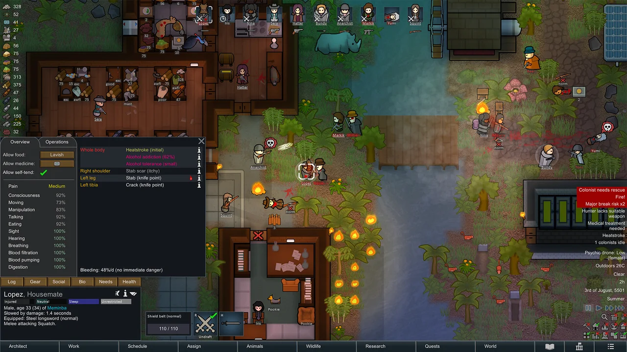 RimWorld sci-fi colony survival management gameplay on Chromebook