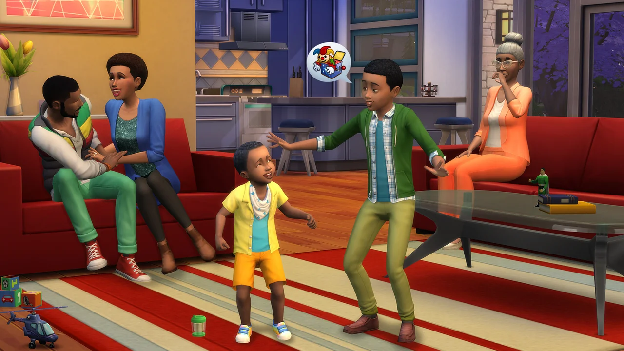 The Sims 4 household life simulation gameplay on Chromebook
